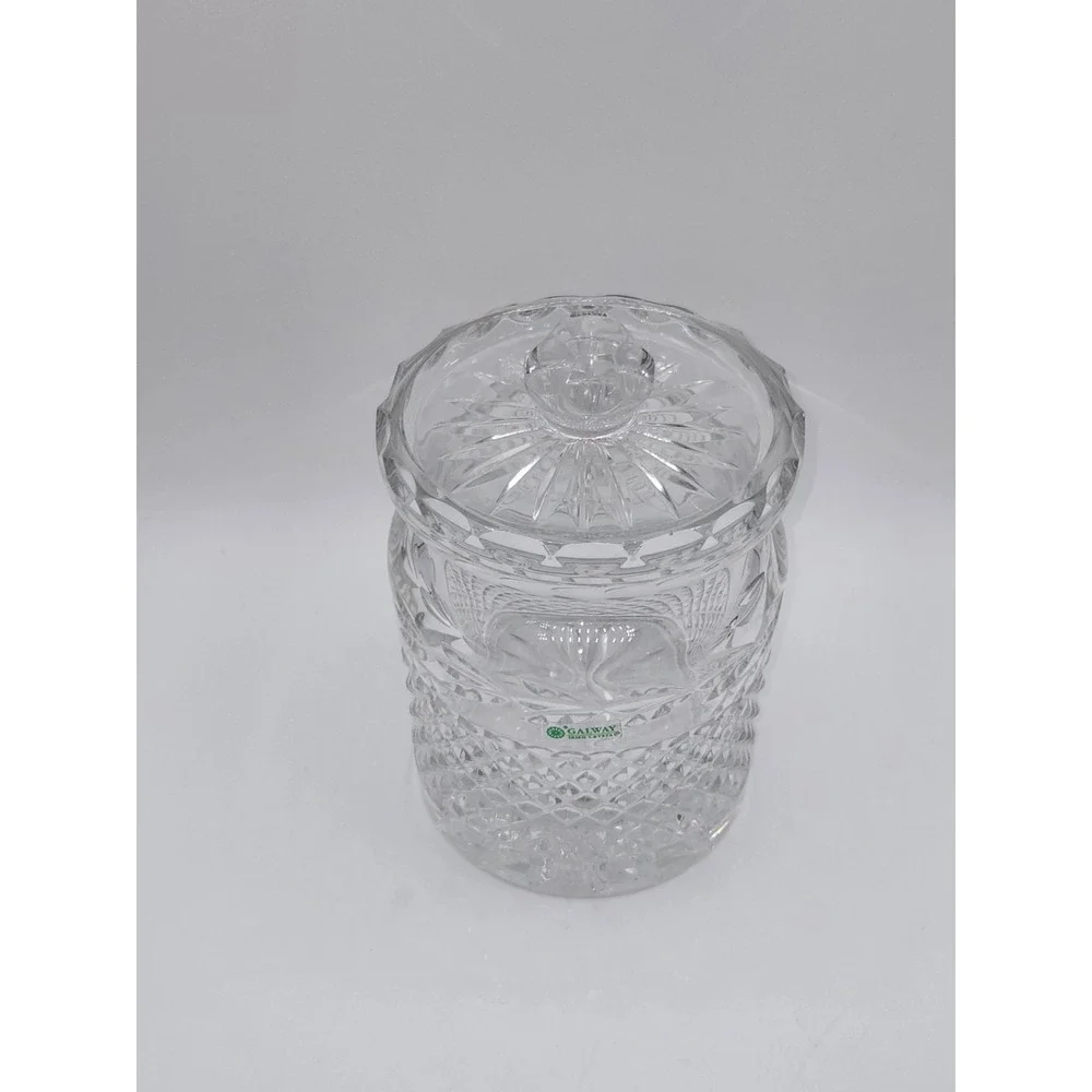 Galway Irish Crystal Biscuit Barrel Cookie Jar Cut Crystal Lidded Canister